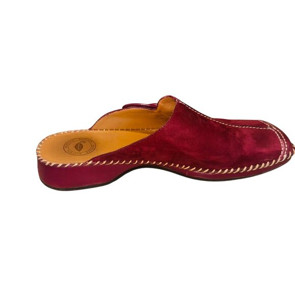Nurture Red Suede Leather Mules 7M With Contrast Stitching Tie Detail Money - Picture 6 of 10